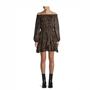 Fate Leopard-Print Off-The-Shoulder Mini Dress